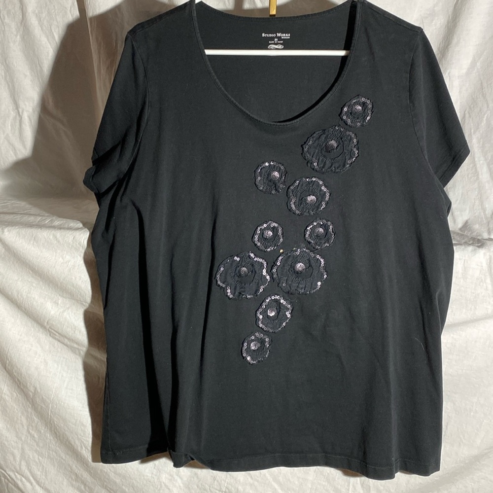 Studio Works   women 3X knit top black